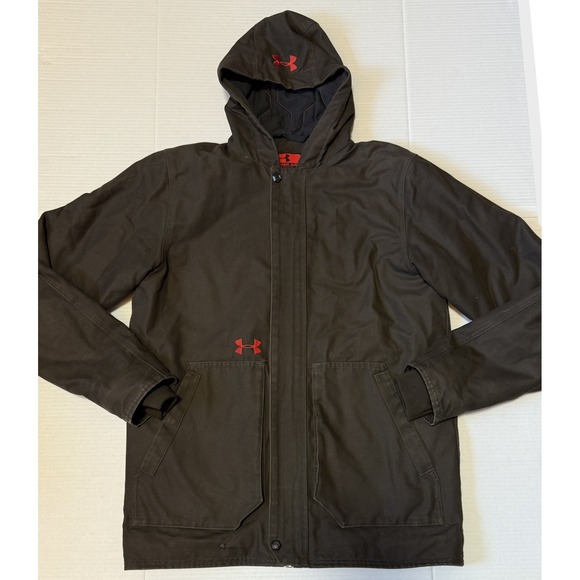 UNDER ARMOUR - Men'sBurley Brown Hooded Canvas Hunting Coat Jacket - Small